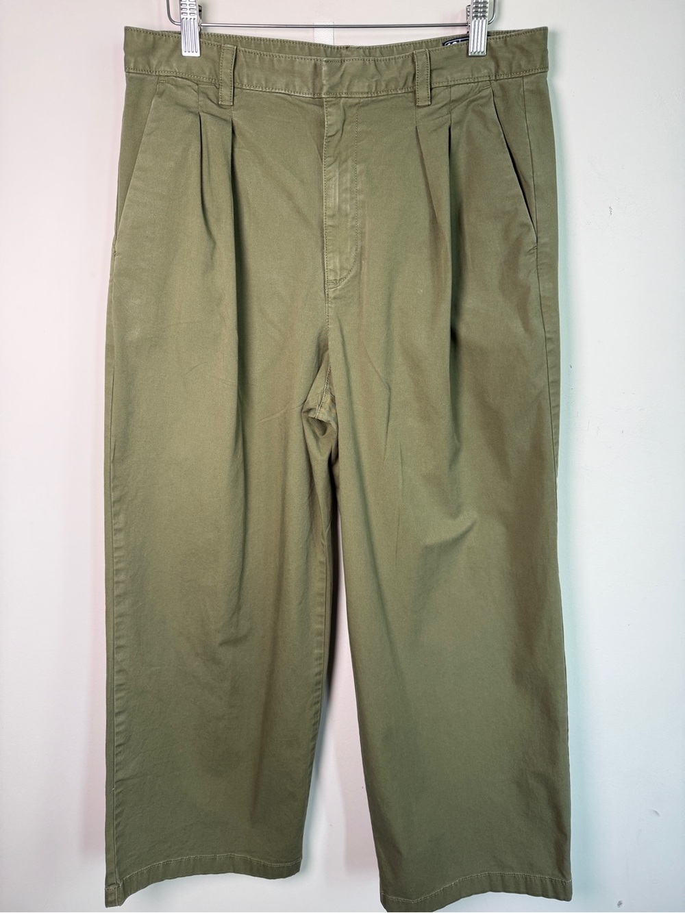 GAP | Army Jacket Olive Green Pleated Wide Leg Khaki Trouser Pants Preppy 10P